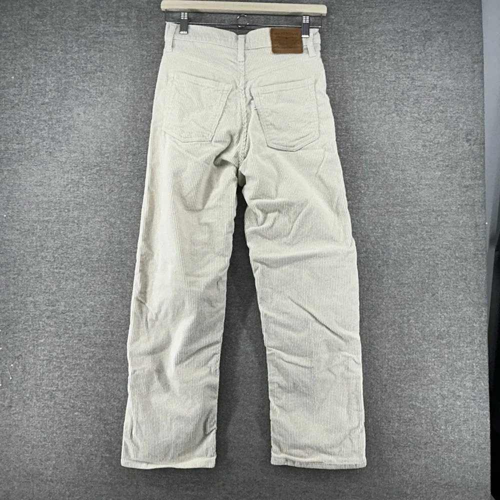 Levis‎ Ribcage Straight Corduroy Pants Women Size 26x27 Beige Casual Button Fly